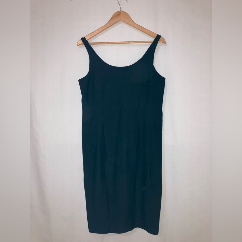 NWT Eileen Fisher Washable Stretch Crepe Cami Strap K/L Dress Black M/Petite